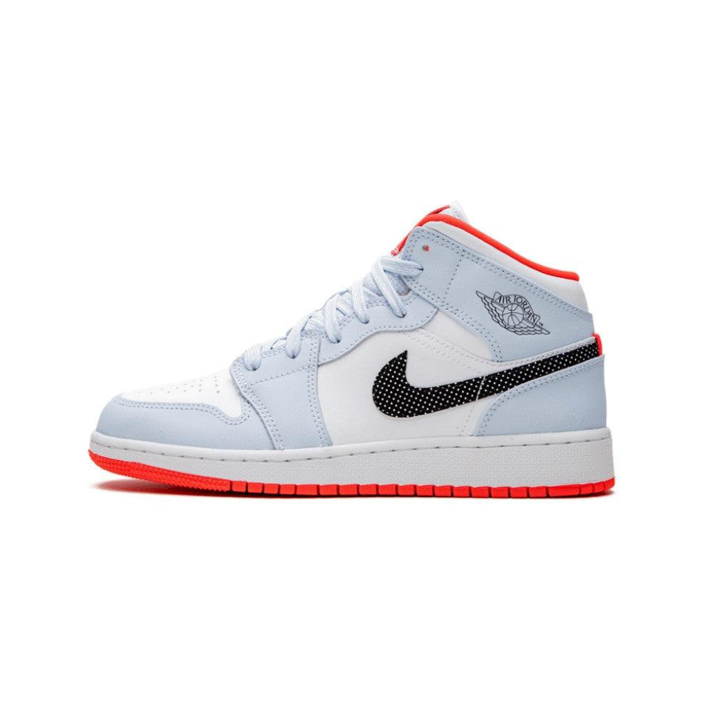 Air Jordan 1 Mid Half Blue Polka Dot Swoosh