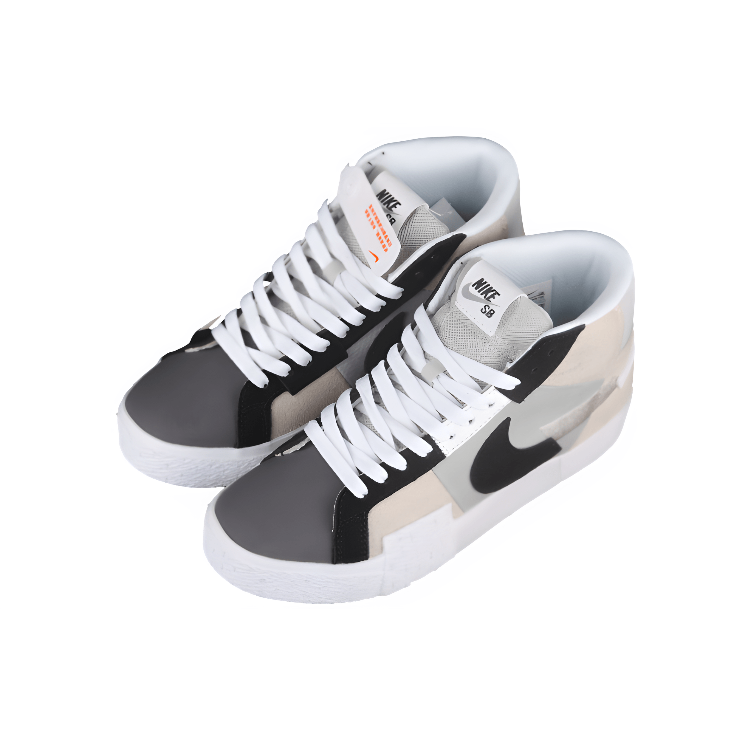 Blazer Mid PRM Mosaic Black Grey White - Plumas Kicks